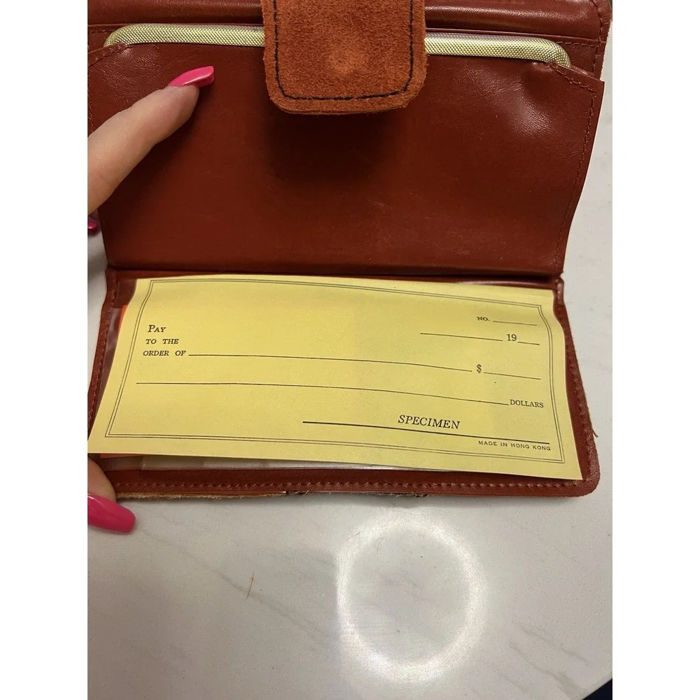 Vtg 1970s Patchwork Suede Leather Wallet‎ Organizer Boho Made in Hong Kong